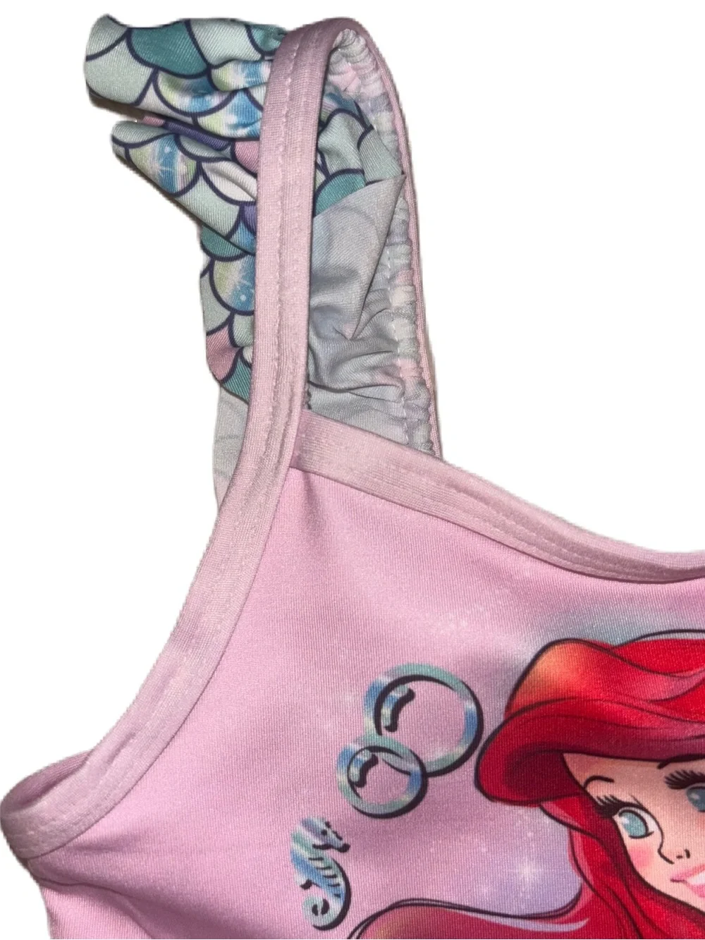 Girls Disney Princess Pink Little Mermaid Ariel One-Piece Swim Suit with UPF 50+